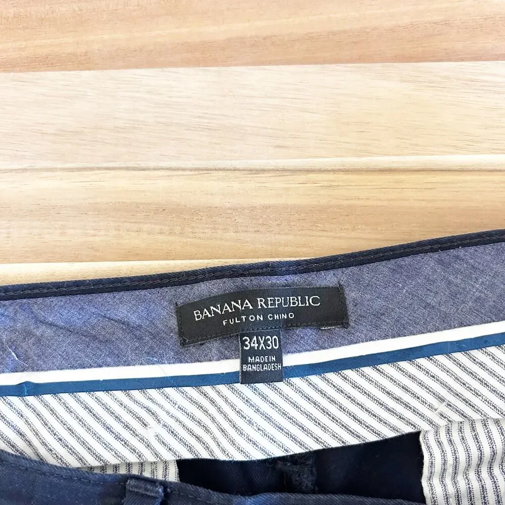 Banana Republic Navy Blue Fulton Chino Pants Sz 34x30